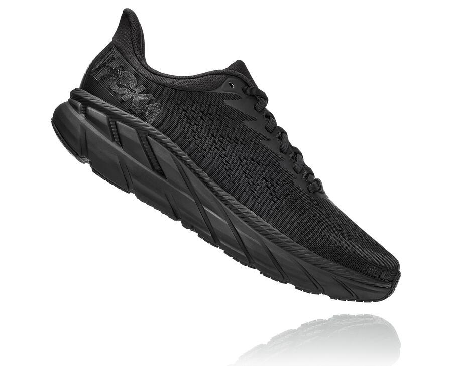 Running Shoes Mens - Hoka One One Clifton 7 - Black - HXLUFBT-78